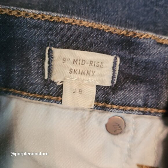 Madewell Jeans 28 Skinny 9" Mid Rise Woodland Wash MA938 Tummy Control Stretch - Picture 5 of 13